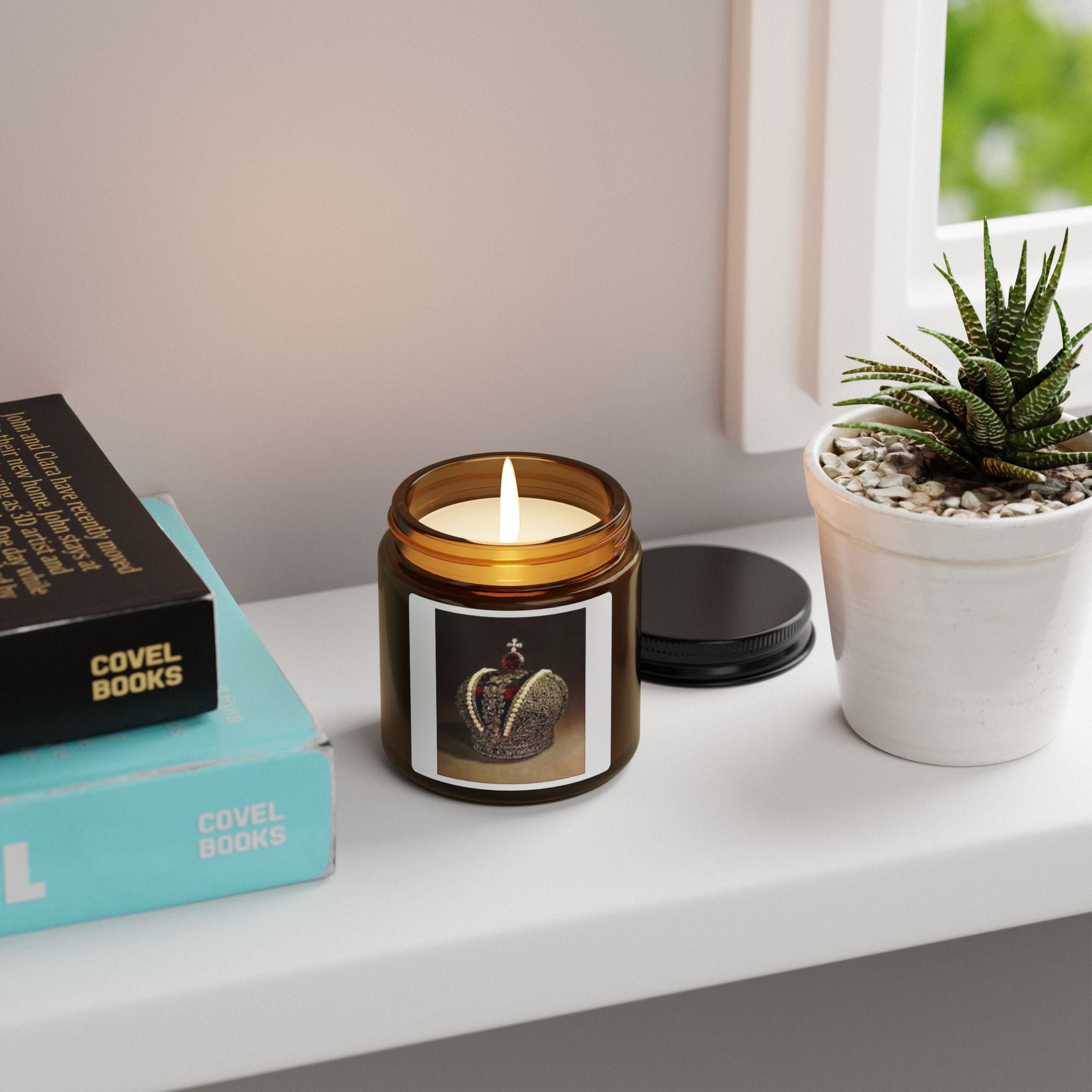 Crown Amber Jar Soy Candle — Luxurious Scented Candle in Amber Glass