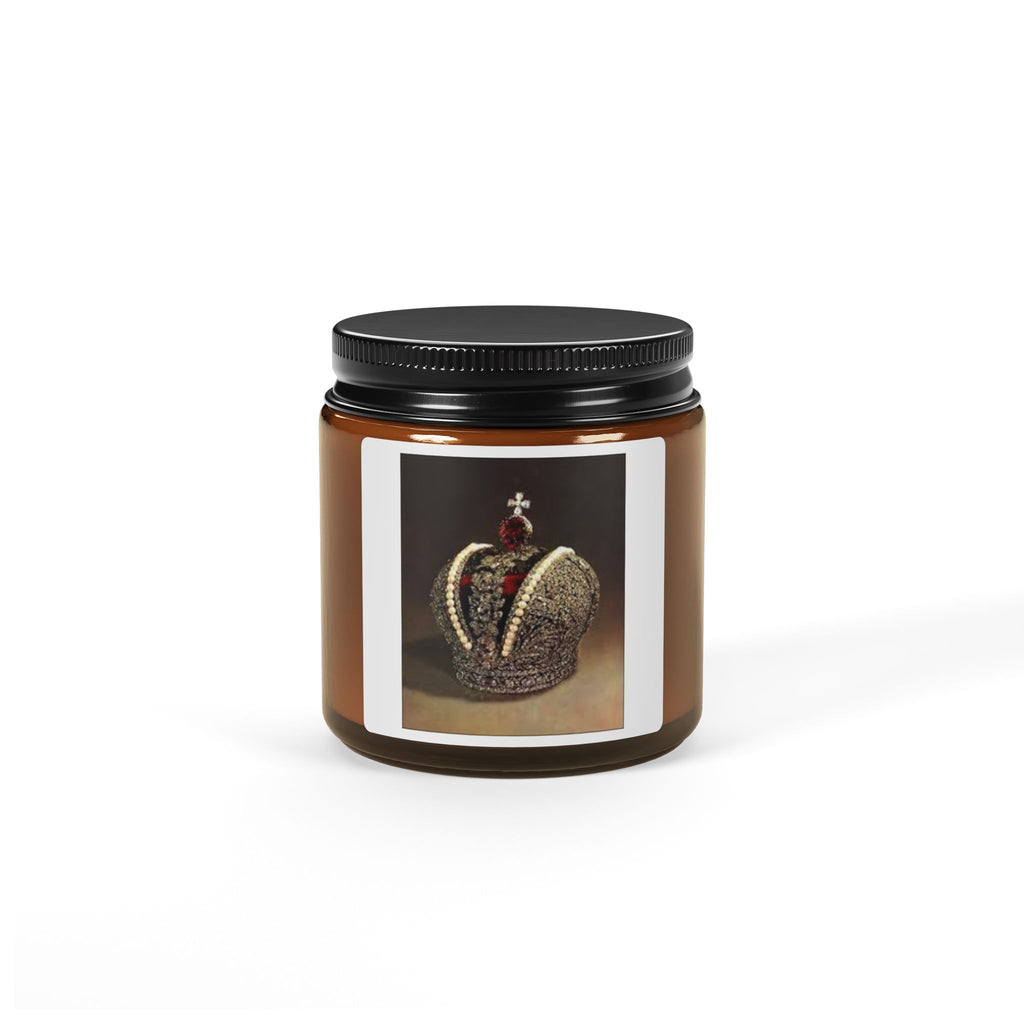 Crown Amber Jar Soy Candle — Luxurious Scented Candle in Amber Glass
