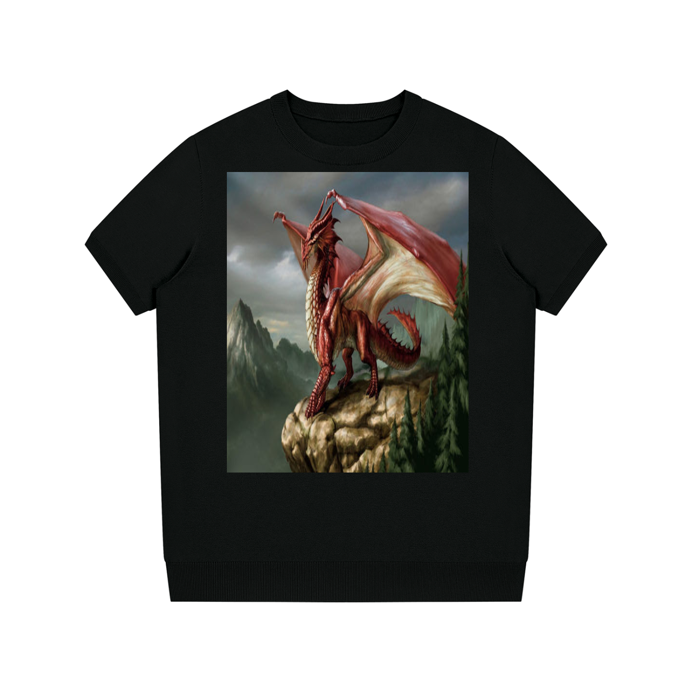 Unisex Crewneck Knit T-Shirt Dragon Theme
