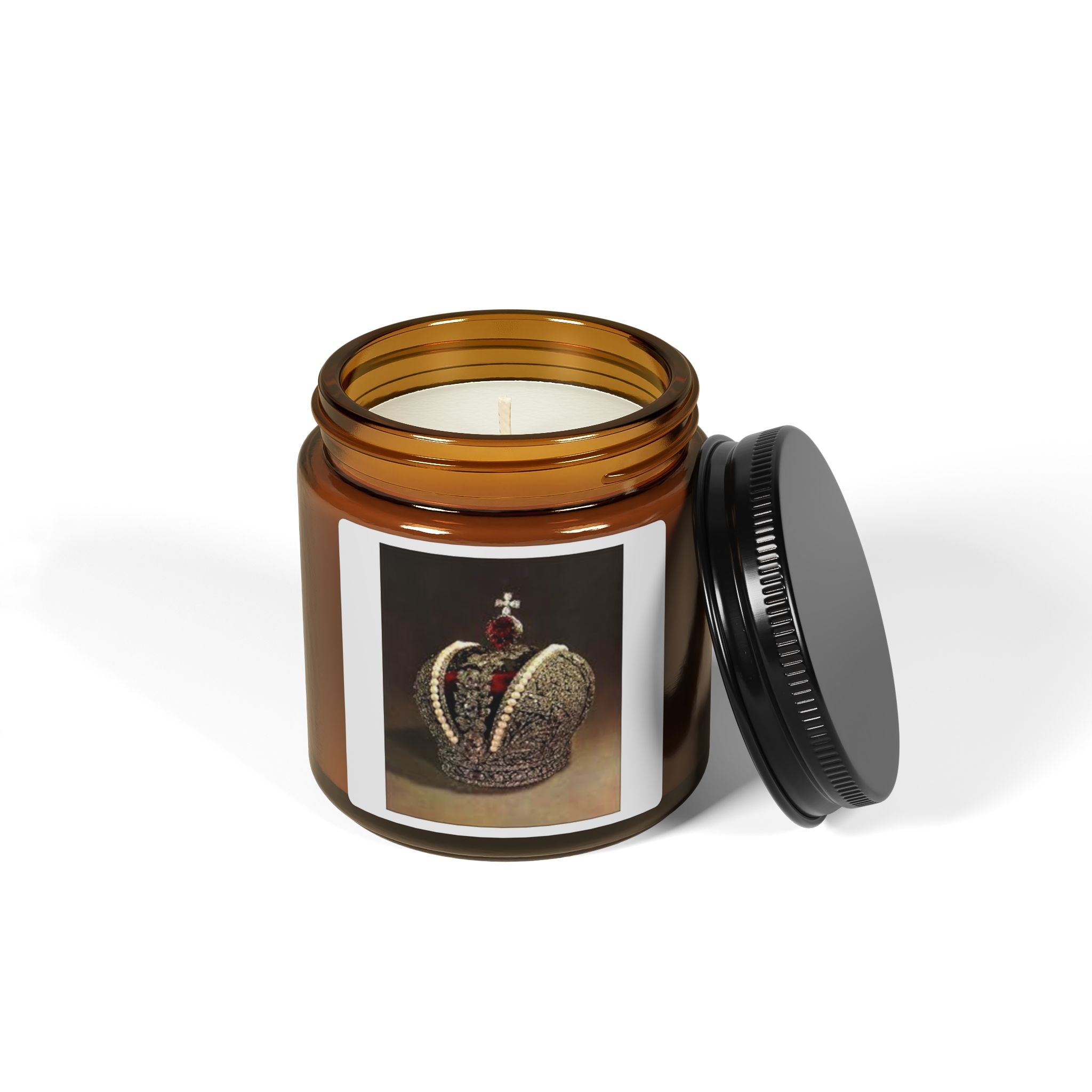 Crown Amber Jar Soy Candle — Luxurious Scented Candle in Amber Glass