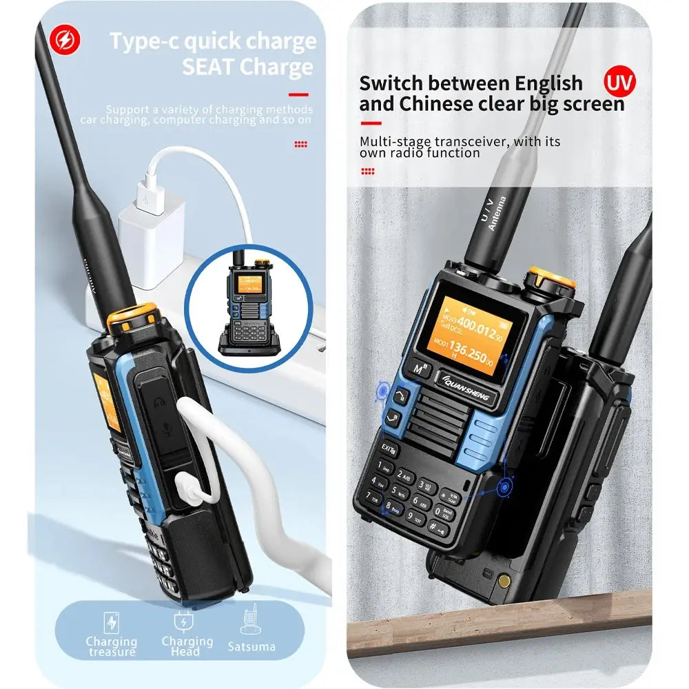Quansheng UV-K5 Upgrade UV-K5 (99) Interphone 5W Air Band Radio Tyep C Charging UHF VHF DTMF FM Scrambler NOAA Wireless Frequenc